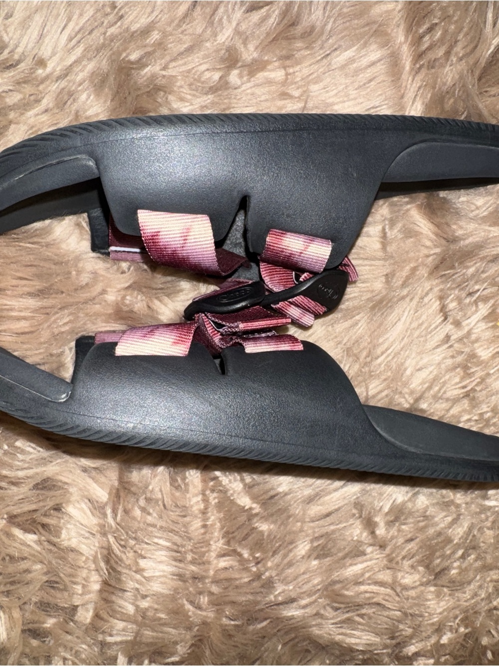 Chaco Alpine Women's Black Sandals with Pink/ Burgundy Gradient Straps, Sz 7 - Picture 5 of 7